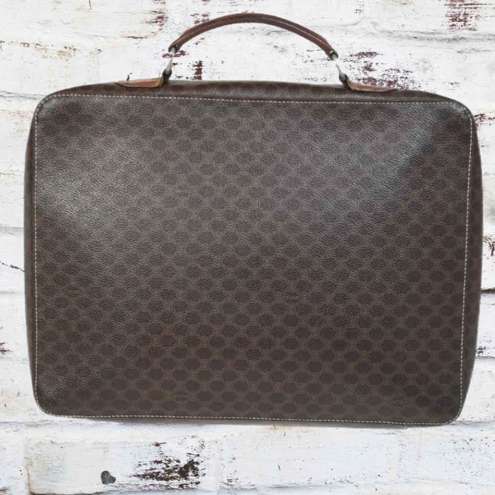 CELINE  Macadam Pattern Business Briefcase PVC / Leather In GUC Rare - Picture 4 of 16